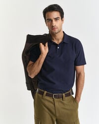 poloshirt aus twill-struktur – abendblau