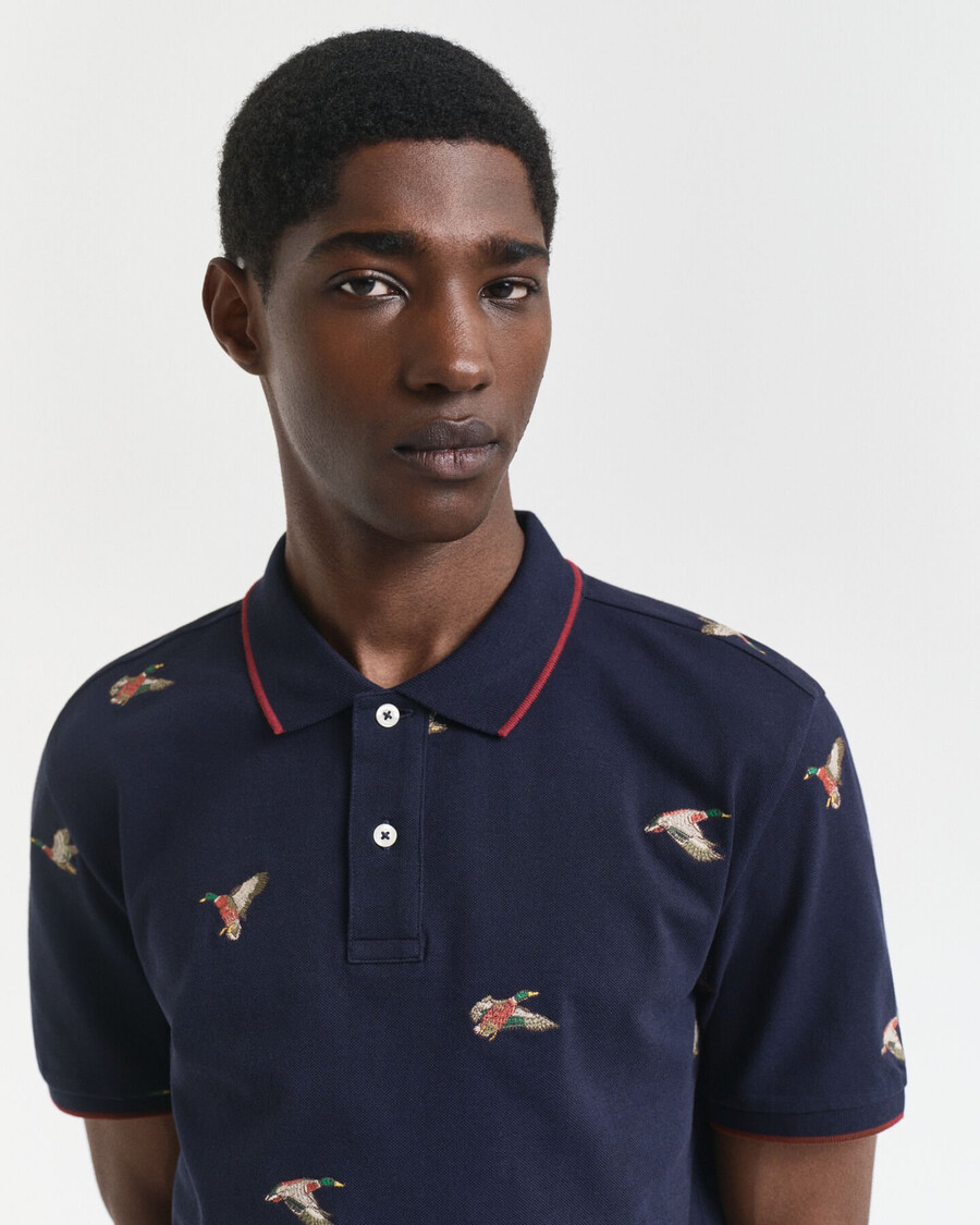 besticktes poloshirt – abendblau