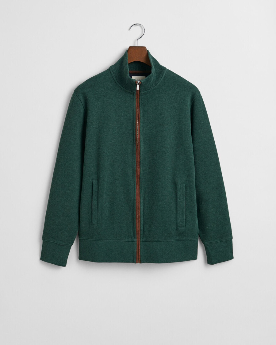 sacker rippstrickjacke mit reißverschluss – tartangrün