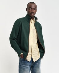 sacker rippstrickjacke mit reißverschluss – tartangrün
