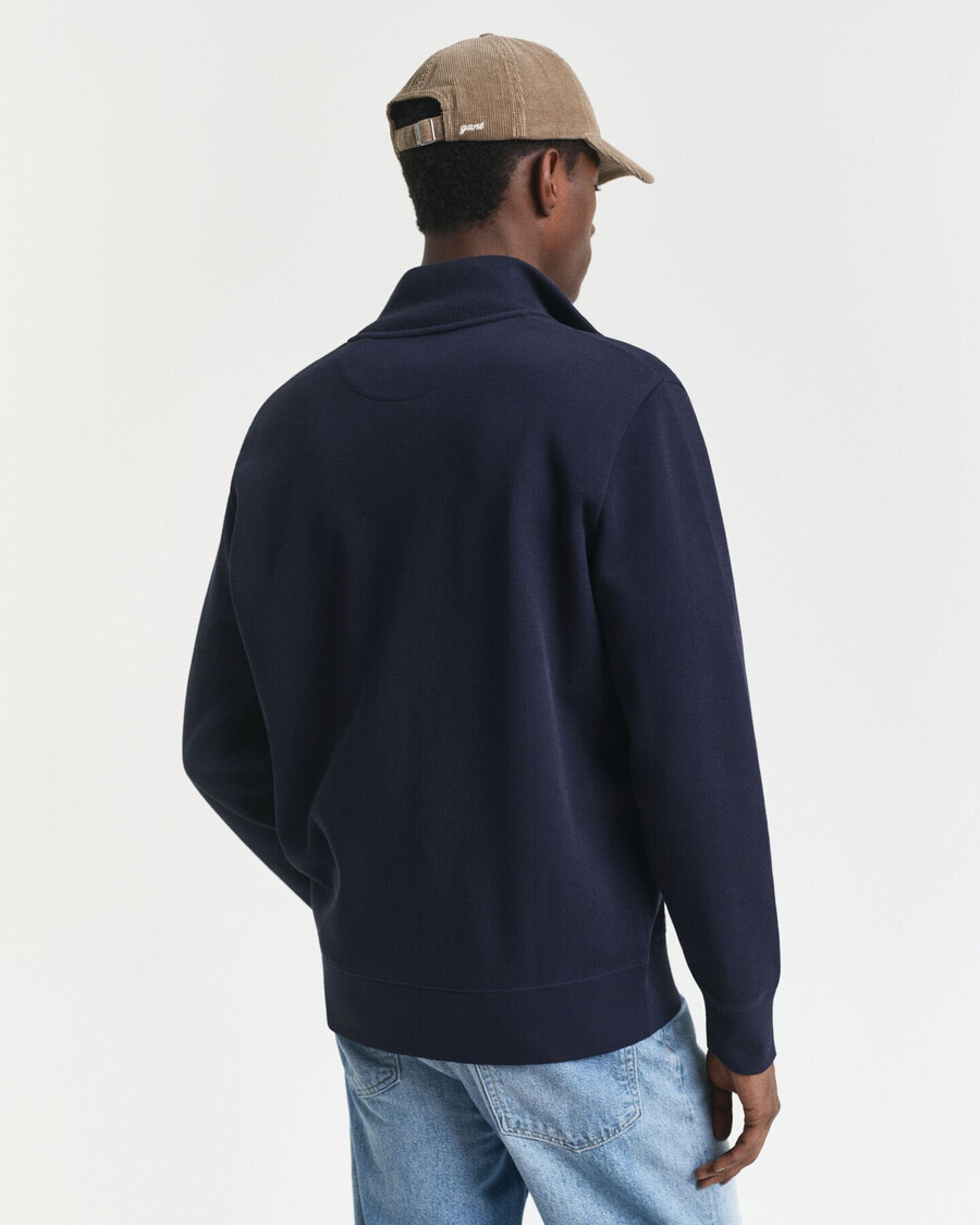 sacker rippstrickjacke mit reißverschluss – abendblau