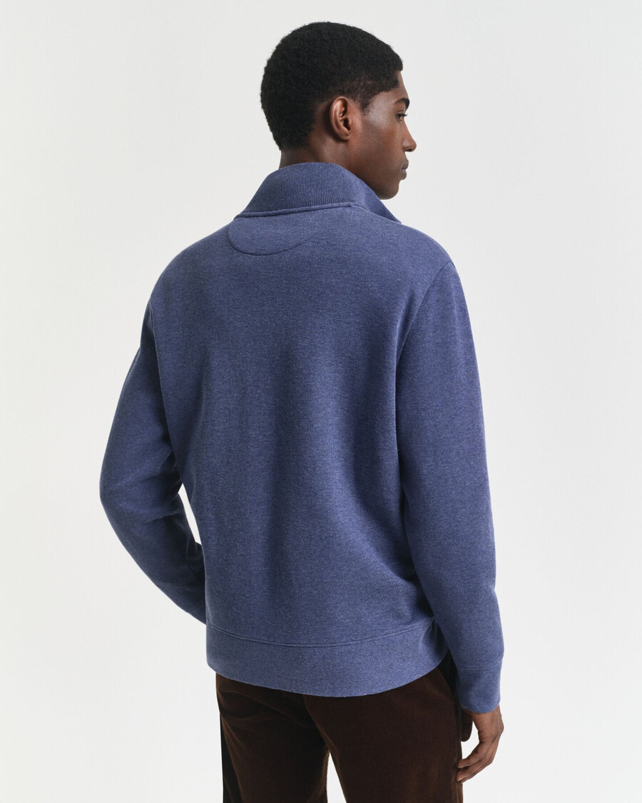 sacker rippstrickjacke mit reißverschluss - dunkelblau meliert