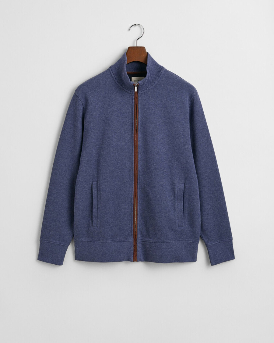 sacker rippstrickjacke mit reißverschluss - dunkelblau meliert