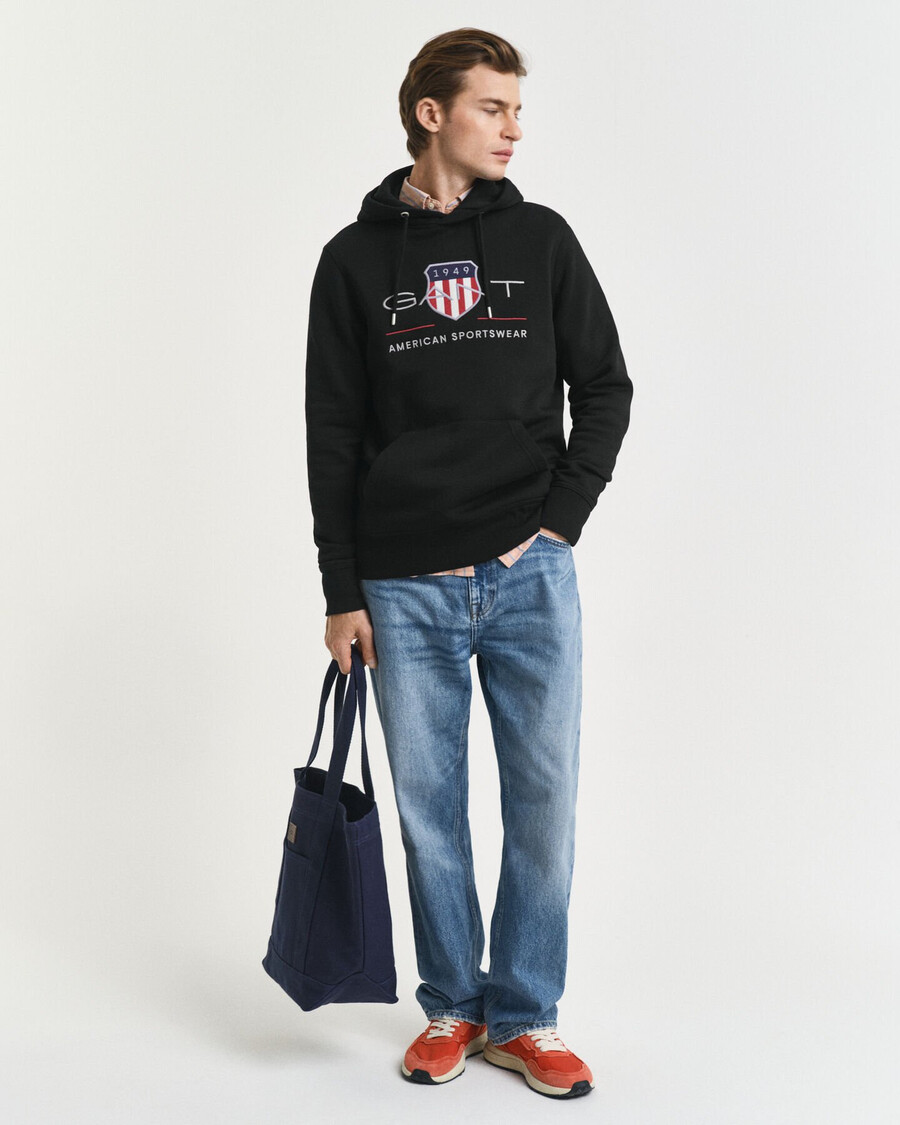 archive shield hoodie – schwarz