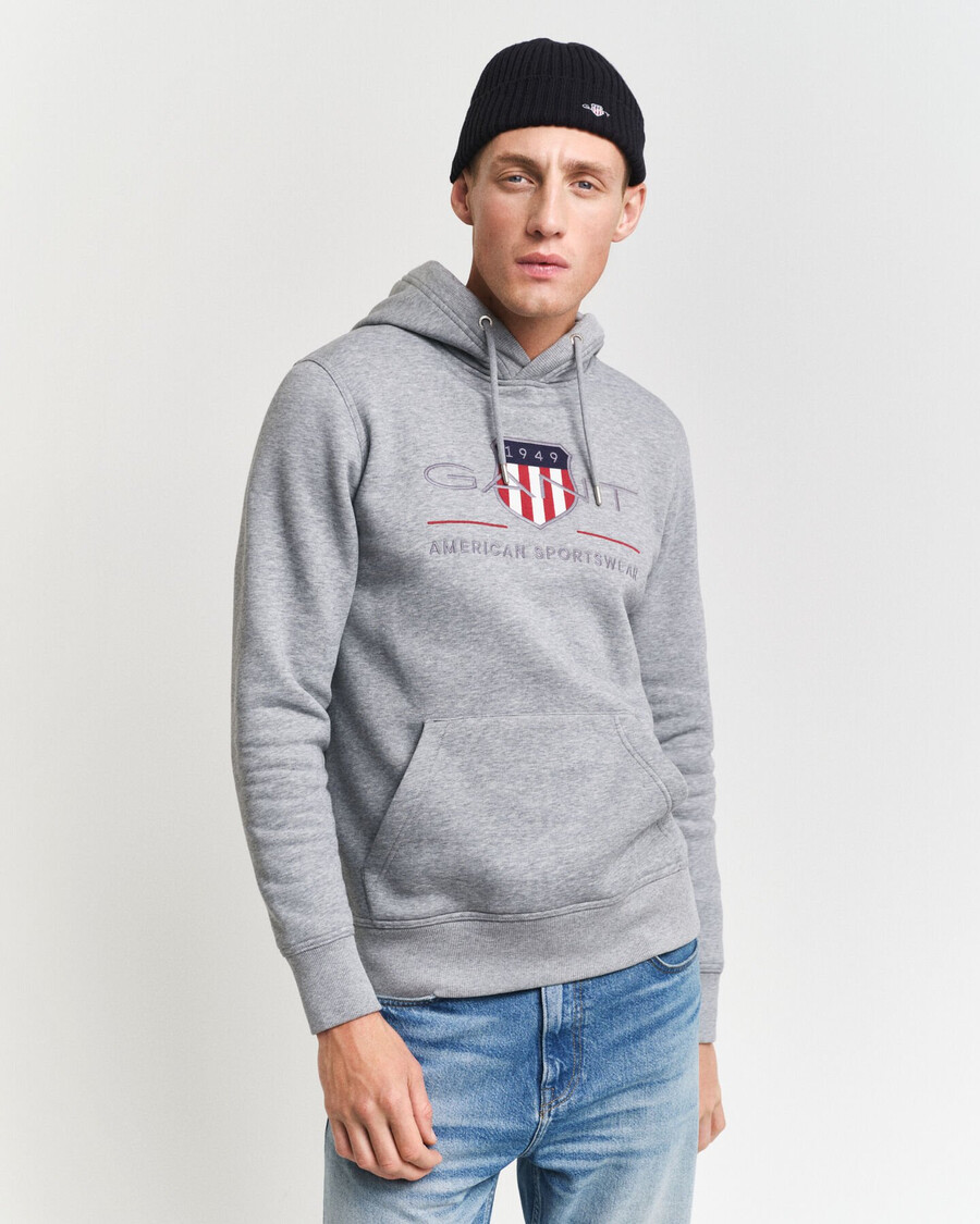 archive shield hoodie - grau meliert