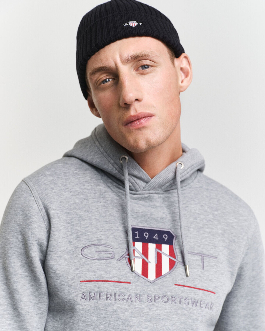 archive shield hoodie - grau meliert