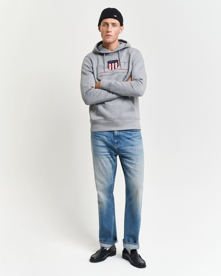 archive shield hoodie - grau meliert