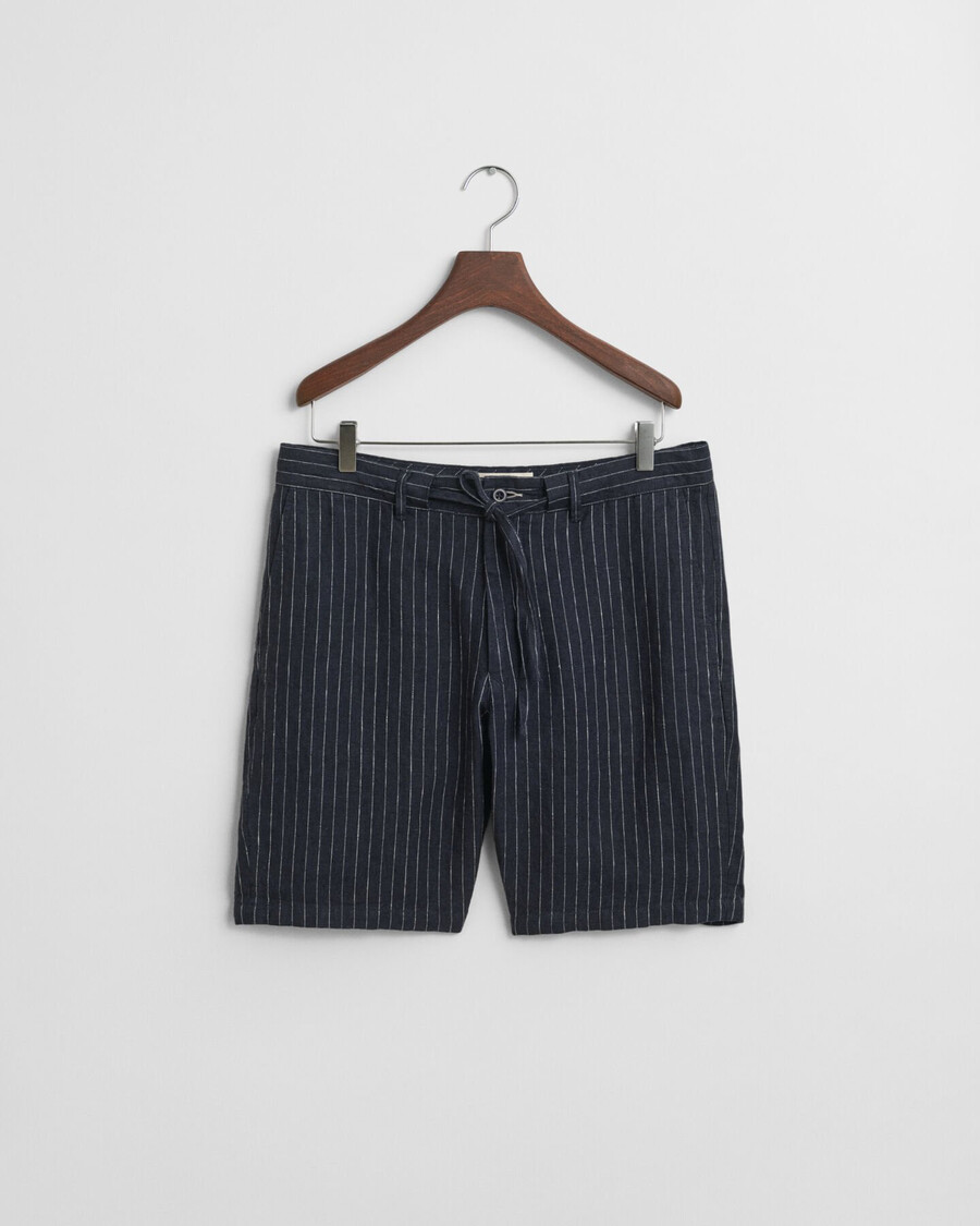 leinen-shorts mit nadelstreifen in regulärer passform – dunkelblau
