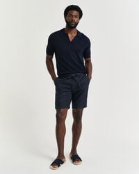 leinen-shorts mit nadelstreifen in regulärer passform – dunkelblau