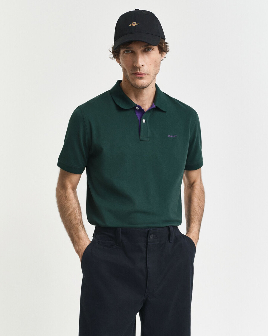 kontrast-piqué-poloshirt – tartangrün