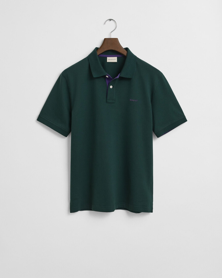 kontrast-piqué-poloshirt – tartangrün