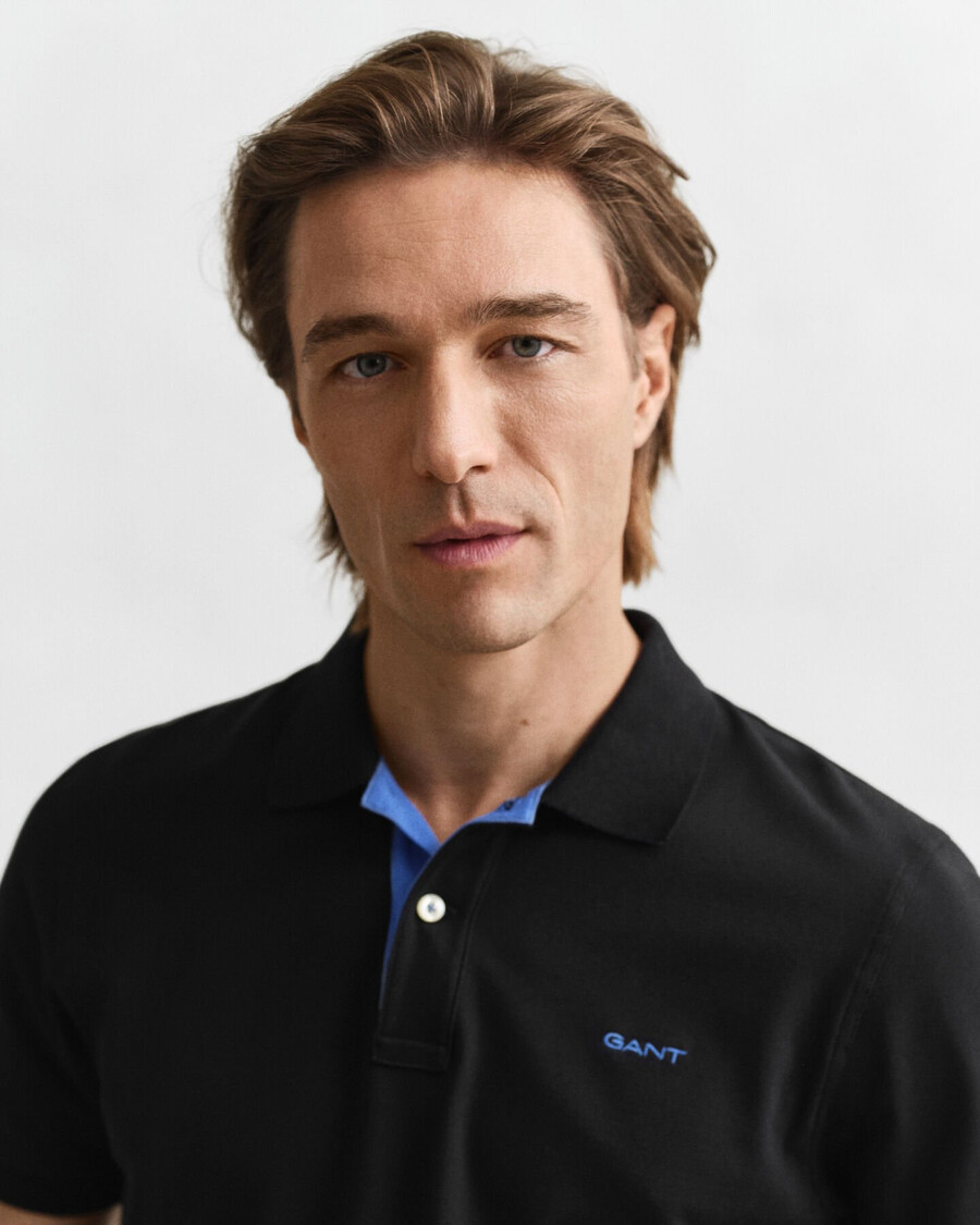 kontrast-piqué-poloshirt – schwarz