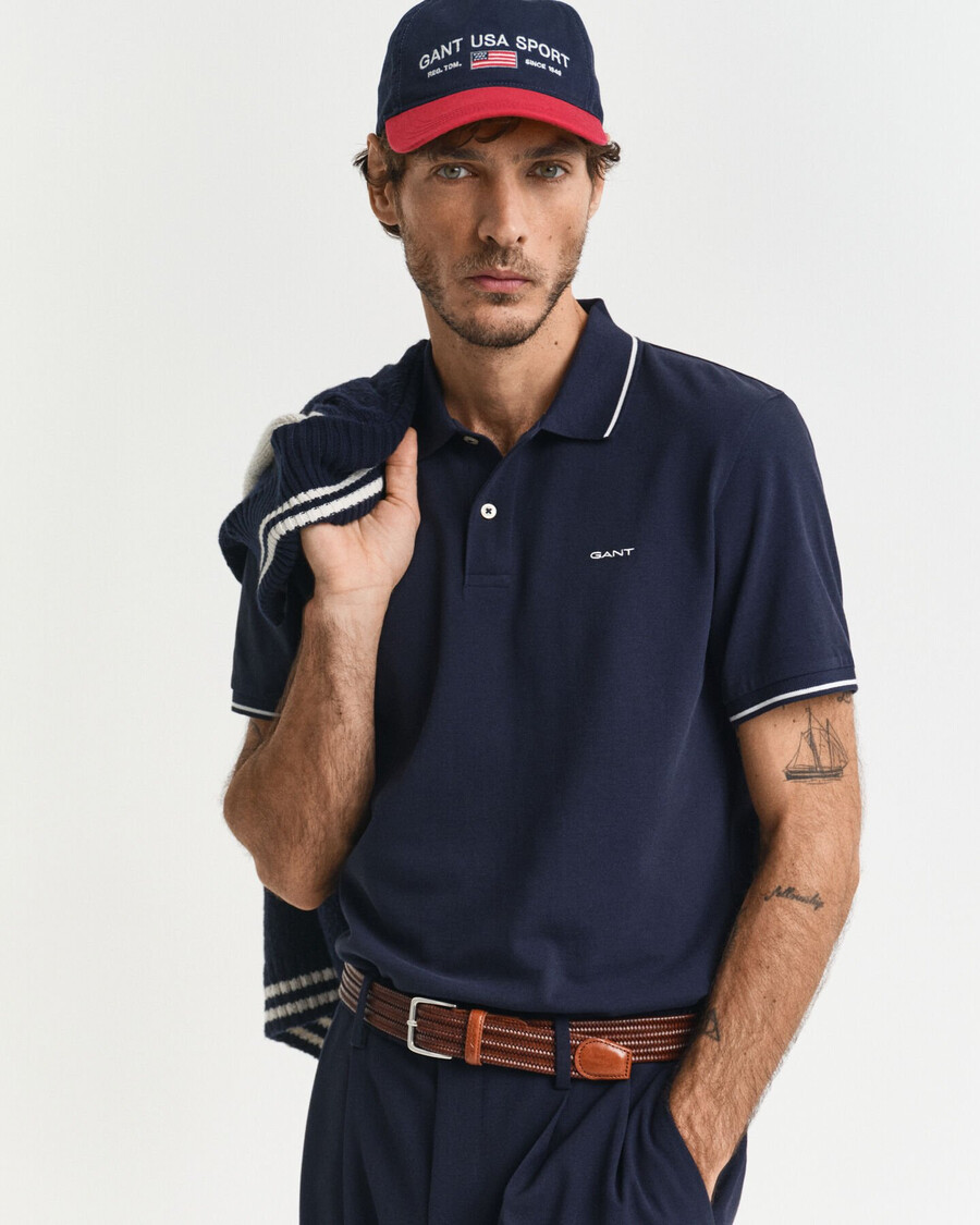 poloshirt aus piqué mit farbverlauf – abendblau