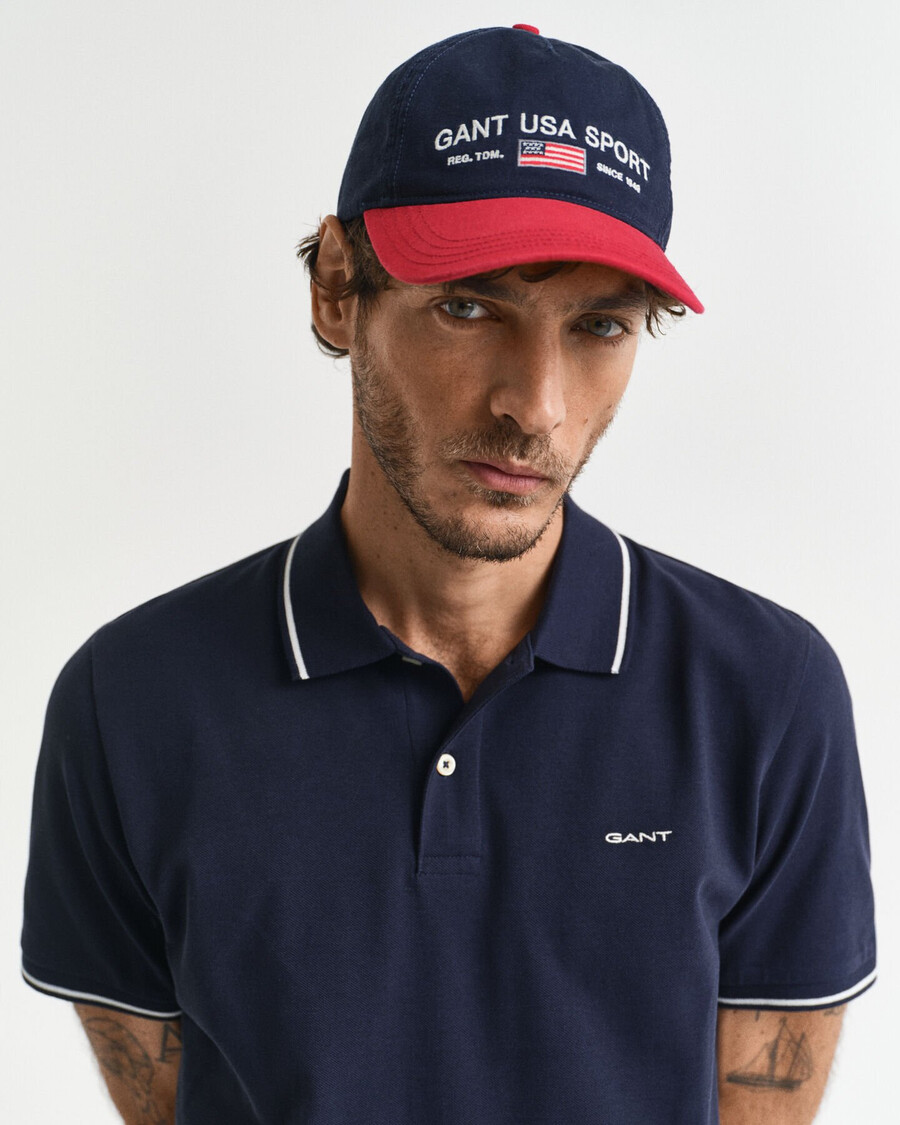 poloshirt aus piqué mit farbverlauf – abendblau