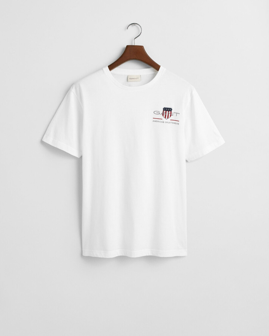 t-shirt mit gesticktem archiv-schild – weiß