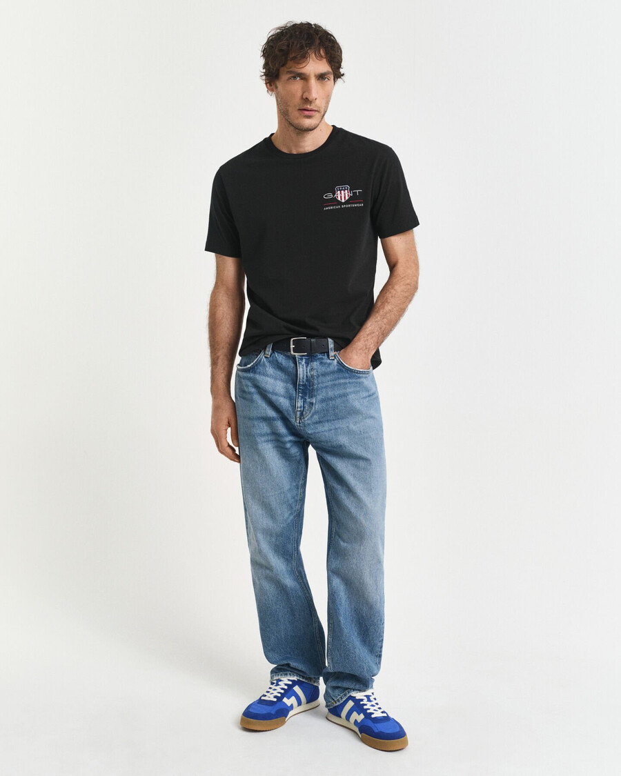 t-shirt mit gesticktem archiv-schild – schwarz