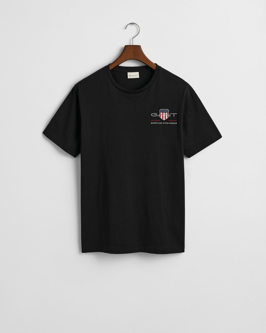 t-shirt mit gesticktem archiv-schild – schwarz