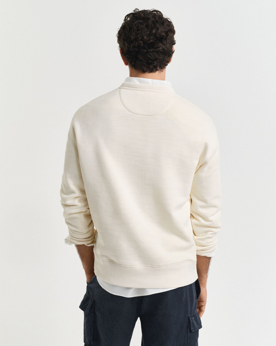 sweatshirt mit grafikprint und rundhalsausschnitt – creme