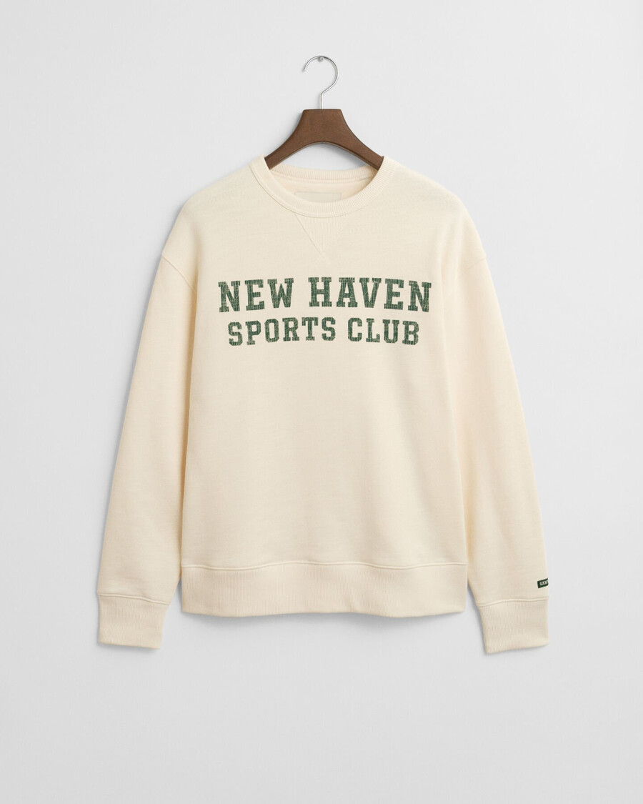 sweatshirt mit grafikprint und rundhalsausschnitt – creme