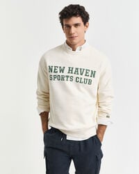 sweatshirt mit grafikprint und rundhalsausschnitt – creme