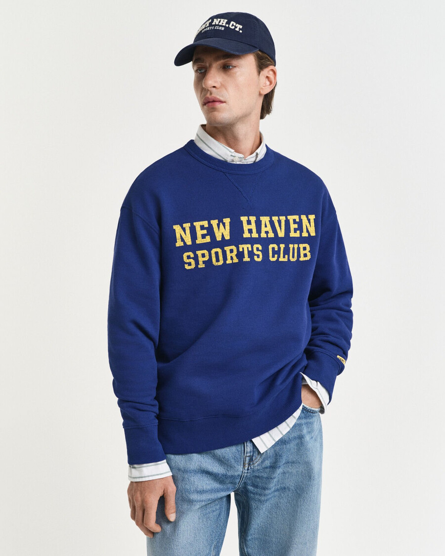 sweatshirt mit grafikprint und rundhalsausschnitt – dunkelblau