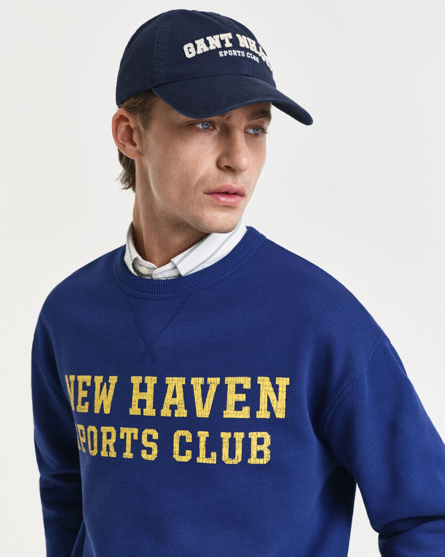 sweatshirt mit grafikprint und rundhalsausschnitt – dunkelblau