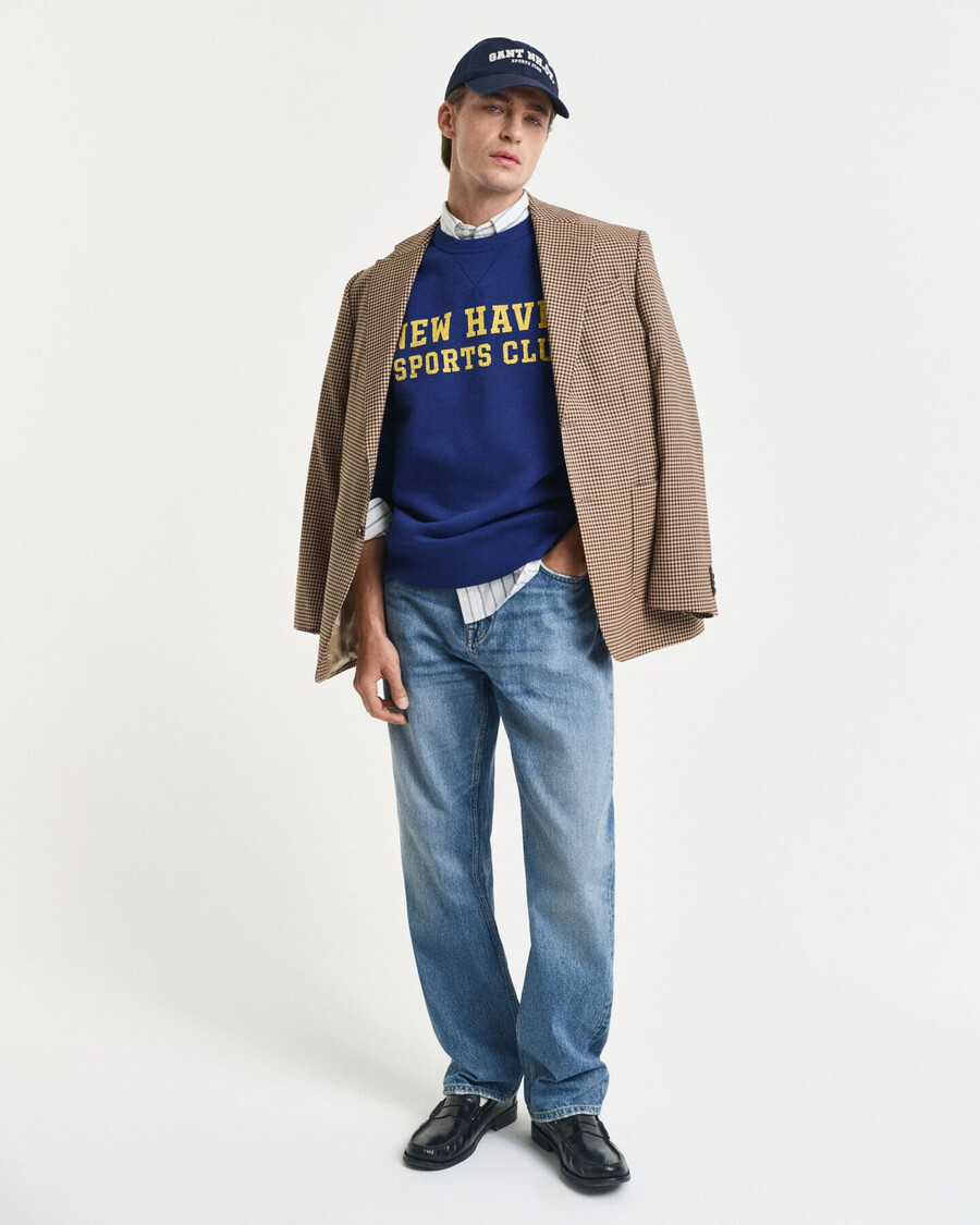 sweatshirt mit grafikprint und rundhalsausschnitt – dunkelblau