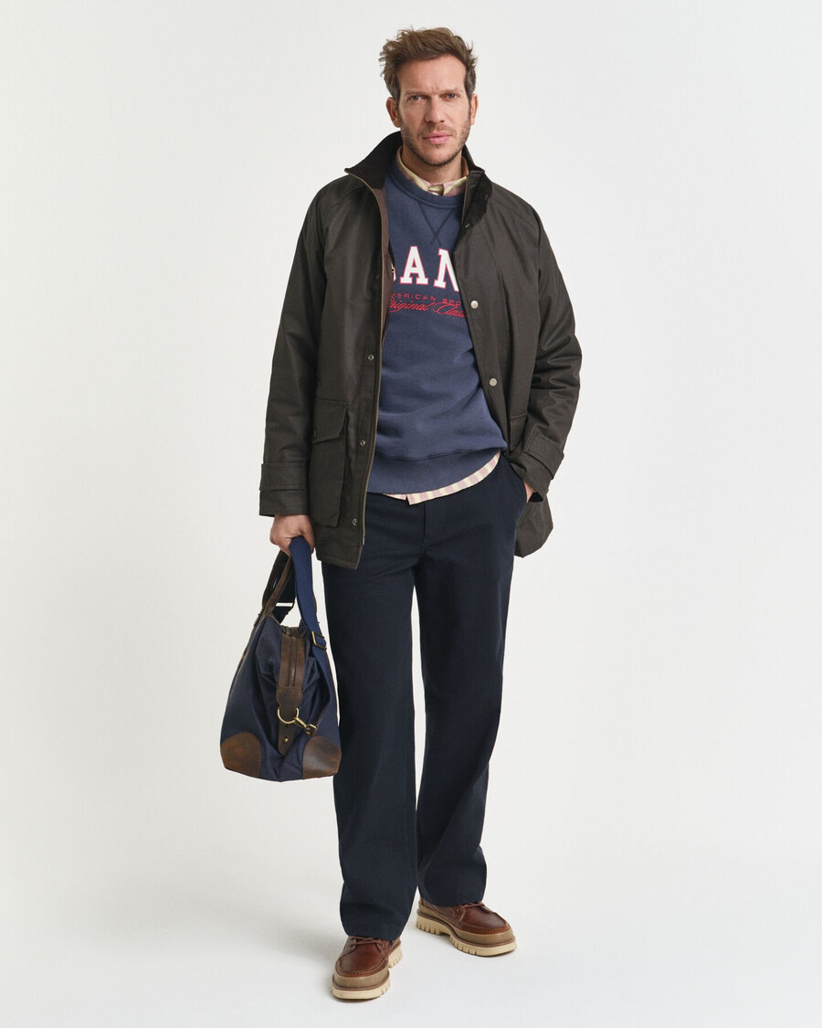 college-sweatshirt mit grafikprint und rundhalsausschnitt – abendblau