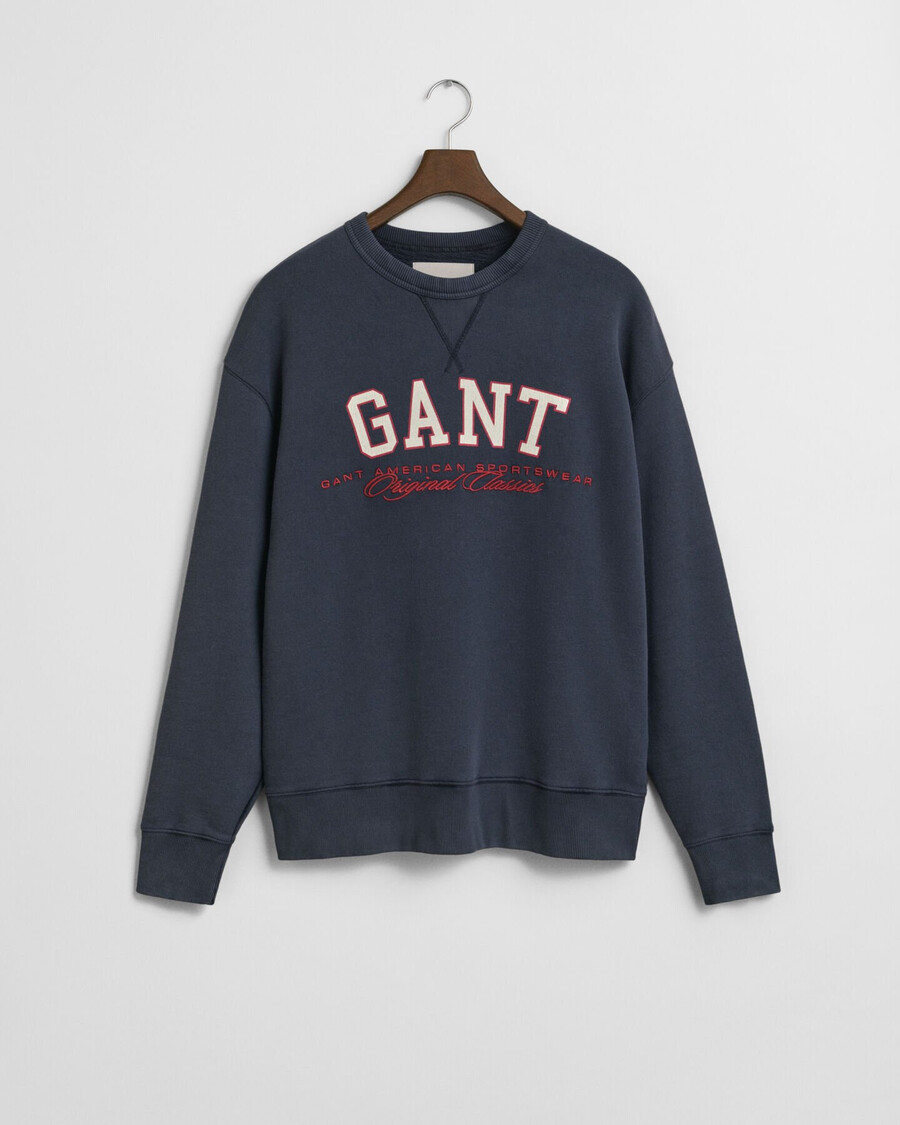 college-sweatshirt mit grafikprint und rundhalsausschnitt – abendblau
