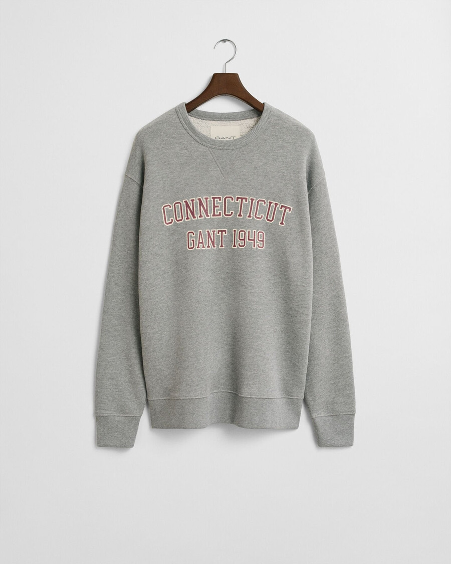 college-sweatshirt mit grafikprint und rundhalsausschnitt – graumeliert