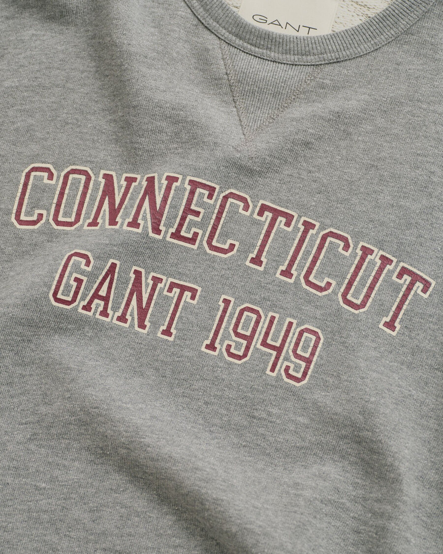 college-sweatshirt mit grafikprint und rundhalsausschnitt – graumeliert