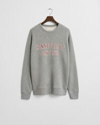 college-sweatshirt mit grafikprint und rundhalsausschnitt – graumeliert