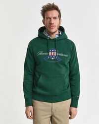 kapuzenpullover mit wappengrafik – waldgrün