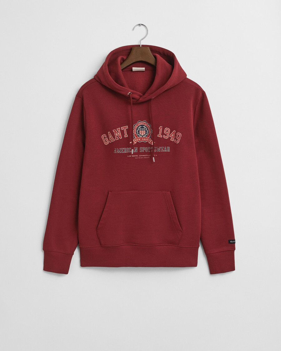 kapuzenpullover mit wappengrafik – rot