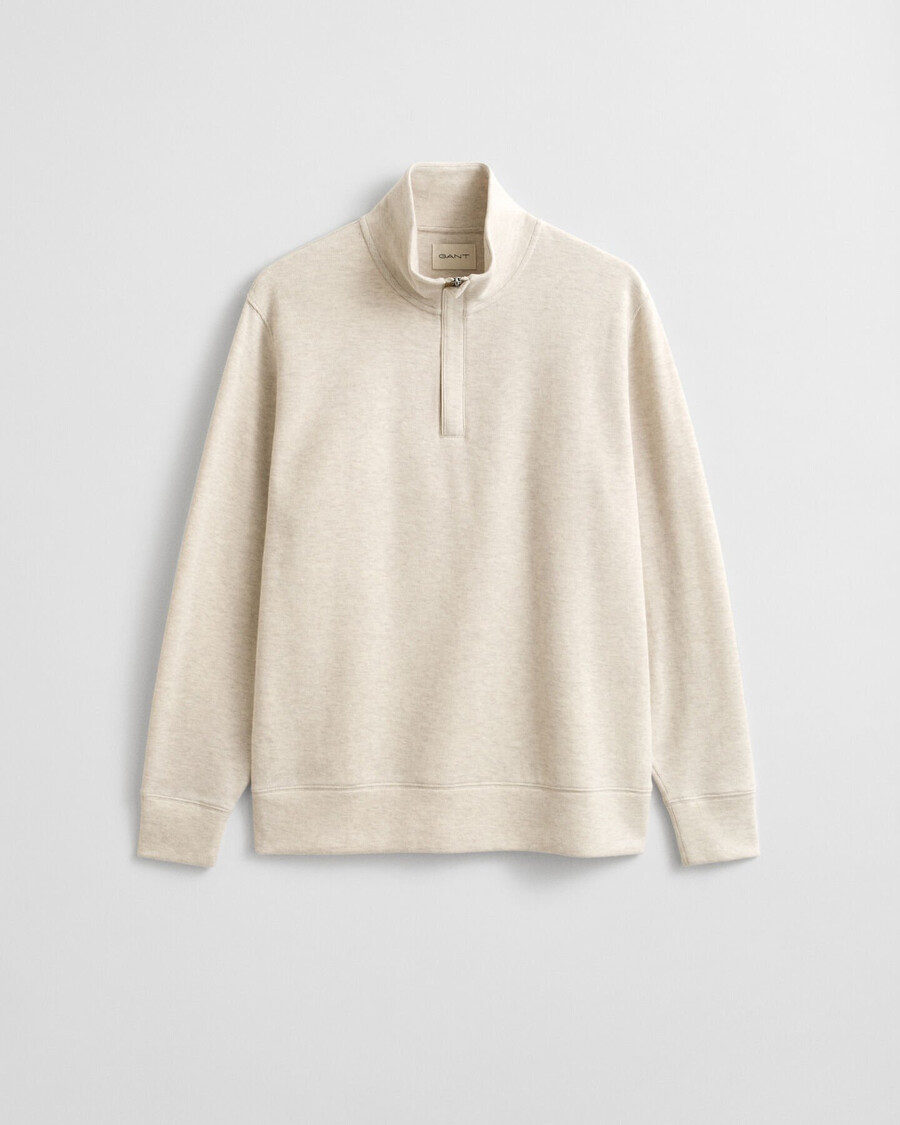 leichtes sacker rib halfzip sweatshirt - seed melange