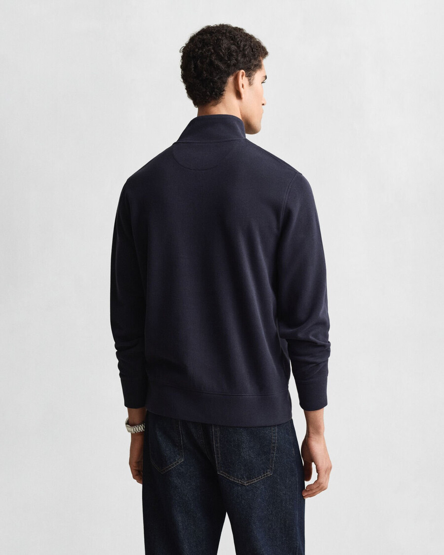 leichtes sacker-rippsweatshirt mit halbem reißverschluss – abendblau