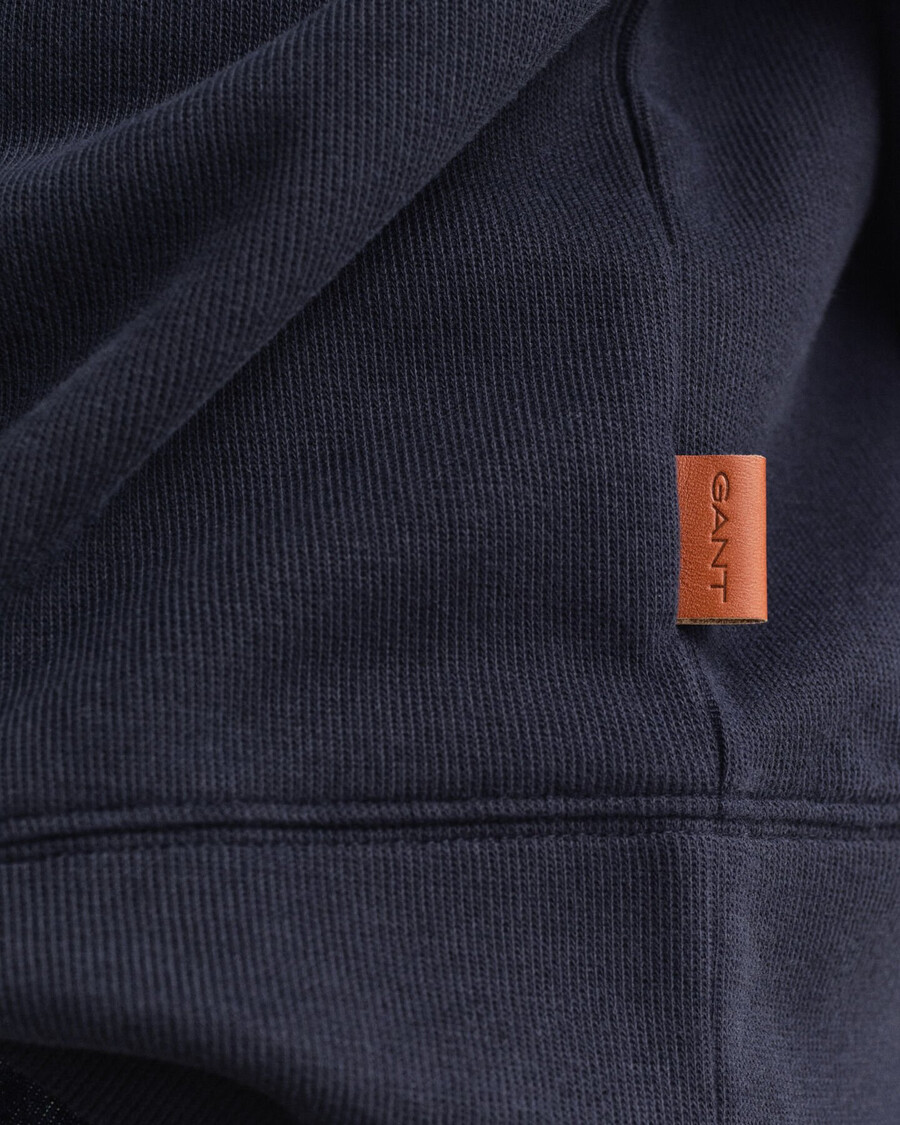 leichtes sacker-rippsweatshirt mit halbem reißverschluss – abendblau