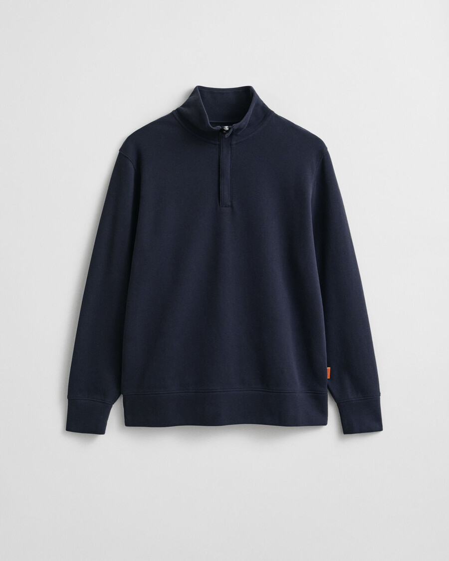 leichtes sacker-rippsweatshirt mit halbem reißverschluss – abendblau