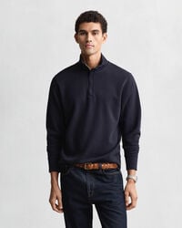 leichtes sacker-rippsweatshirt mit halbem reißverschluss – abendblau