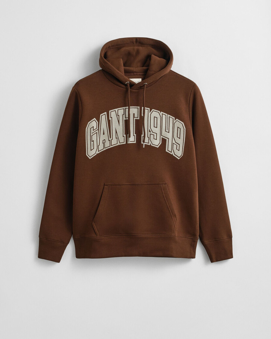 hoodie mit grafikprint – mahagonibraun