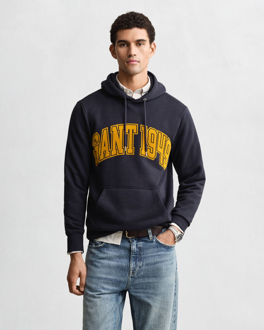 hoodie mit grafikprint – abendblau