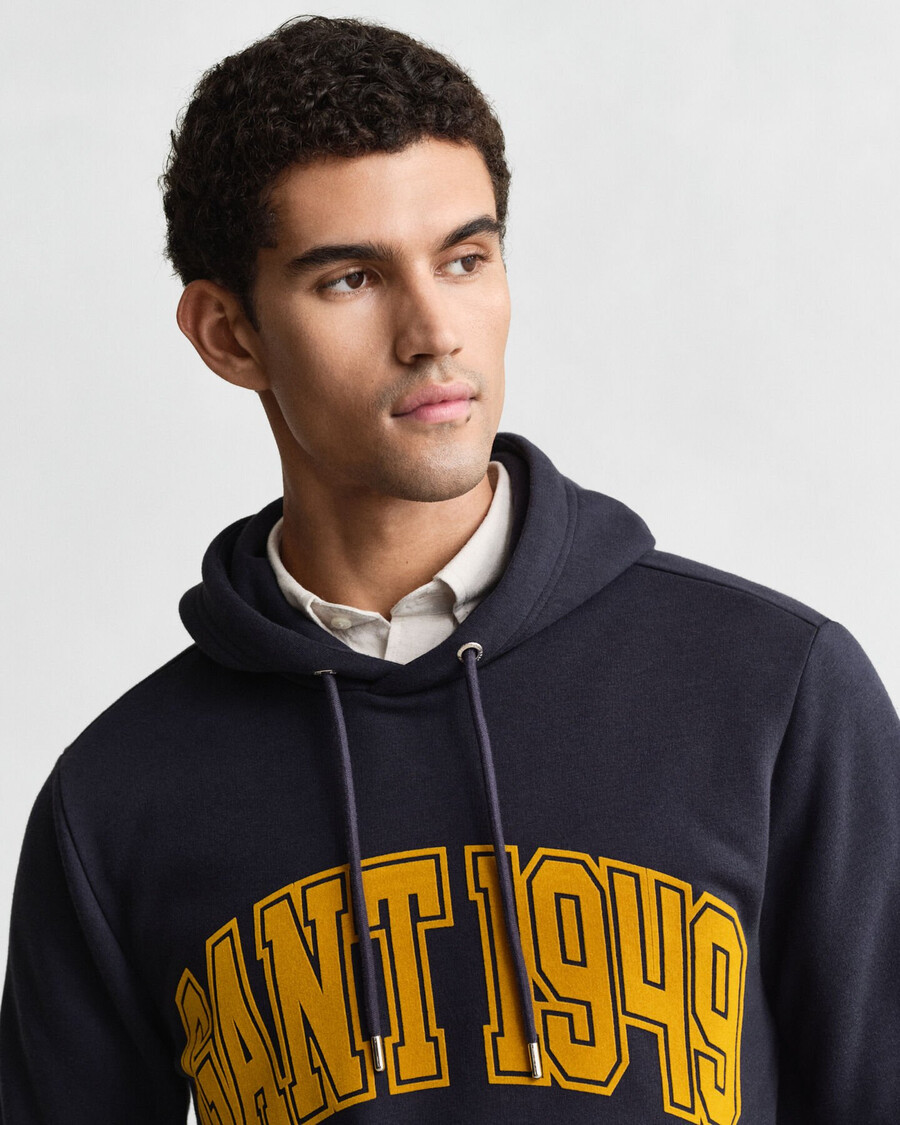 hoodie mit grafikprint – abendblau