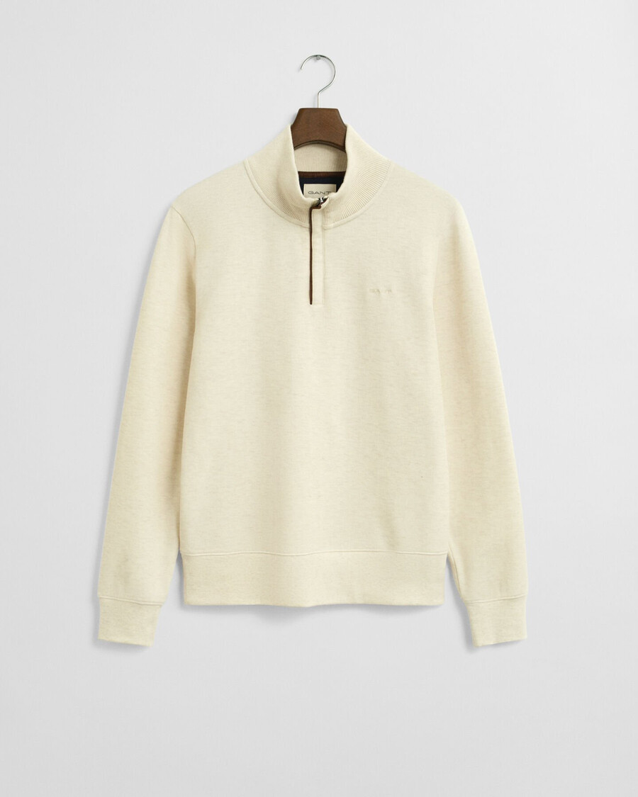 sacker rib halfzip sweatshirt - creme