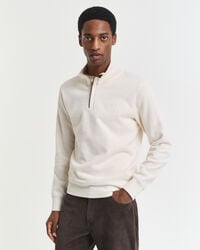 sacker rib halfzip sweatshirt - creme
