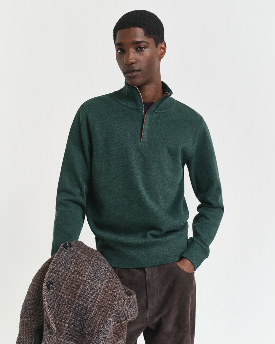 sacker rib halfzip sweatshirt - tartangrün