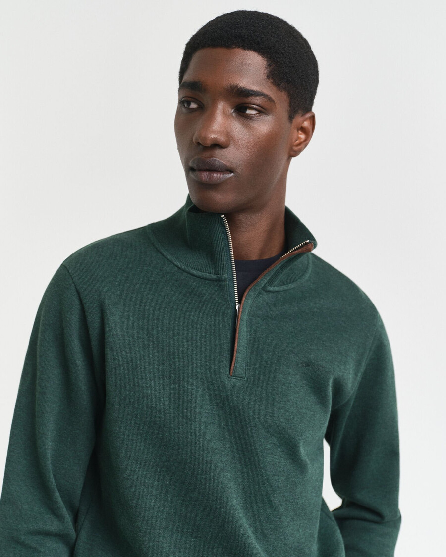 sacker rib halfzip sweatshirt - tartangrün