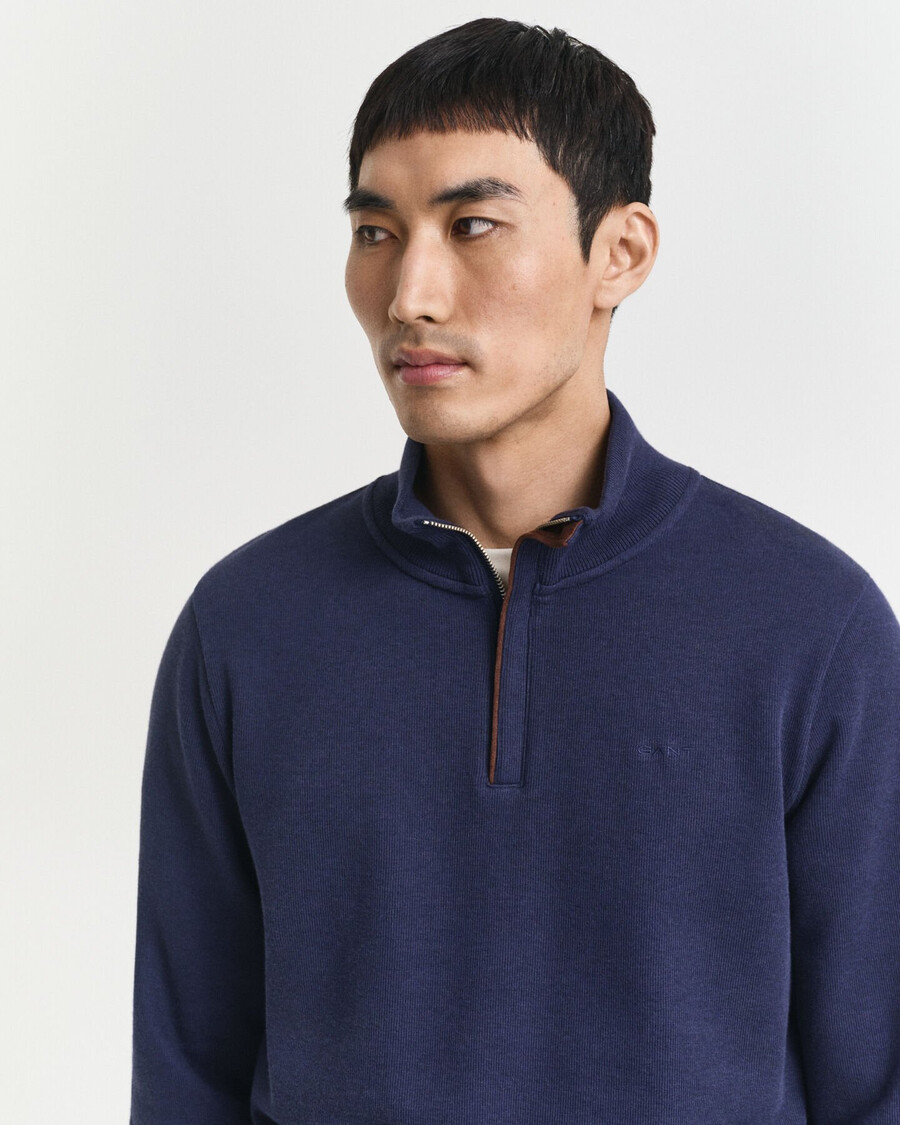 sacker rib halfzip sweatshirt - persischblau