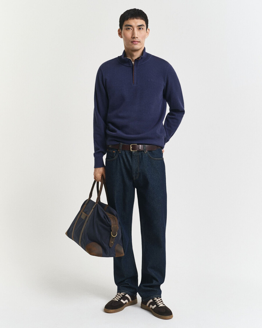 sacker rib halfzip sweatshirt - persischblau
