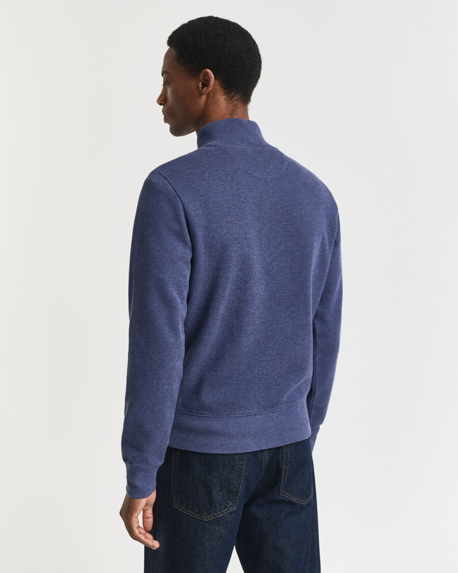 sacker rib halfzip sweatshirt - dunkelblau meliert