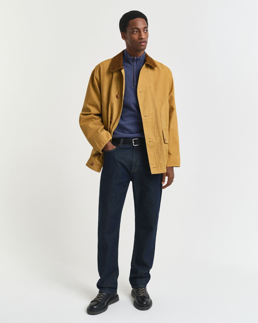 sacker rib halfzip sweatshirt - dunkelblau meliert
